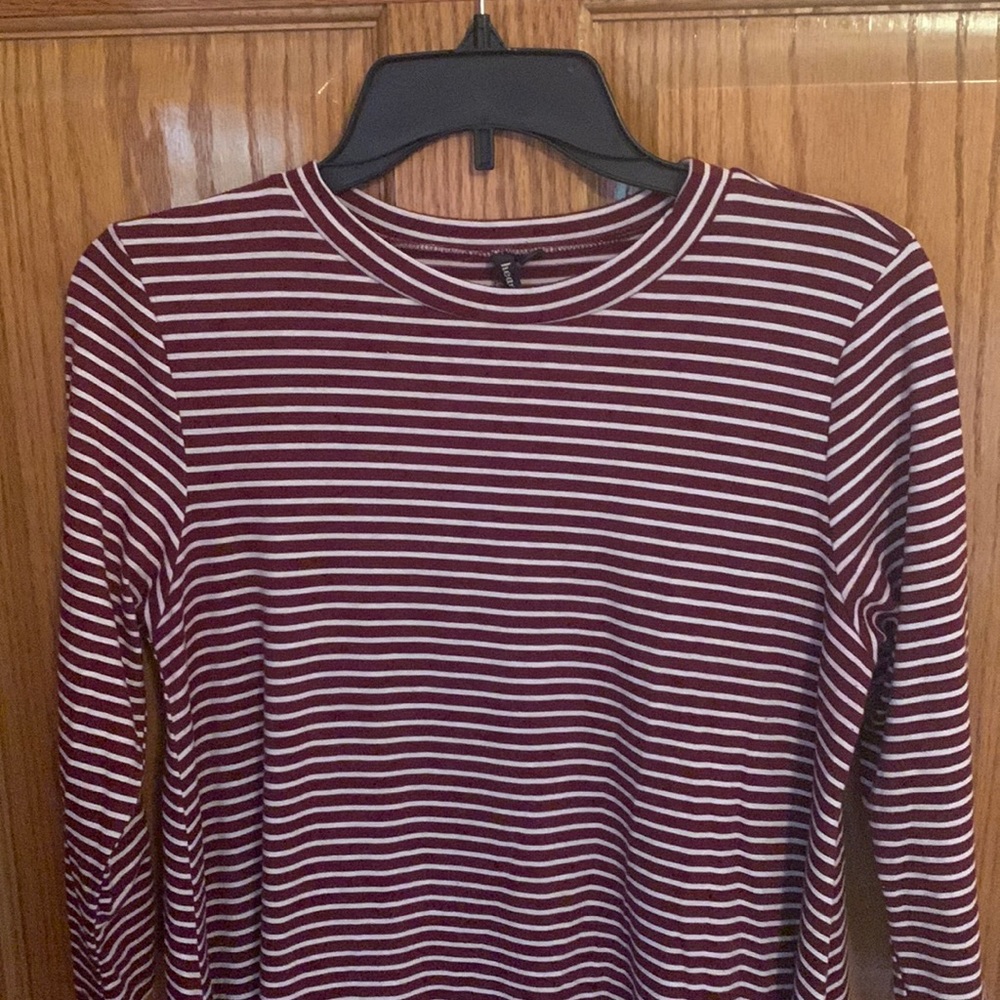 Juniors Heartsoul Burgundy and White Striped Dress
